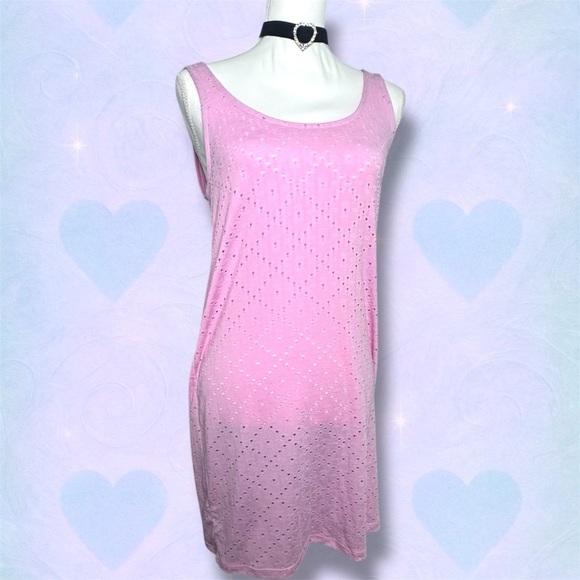 Vero Moda Pink Eyelet Midi Beach Dress NWT Size Small Balletcore - Picture 2 of 8